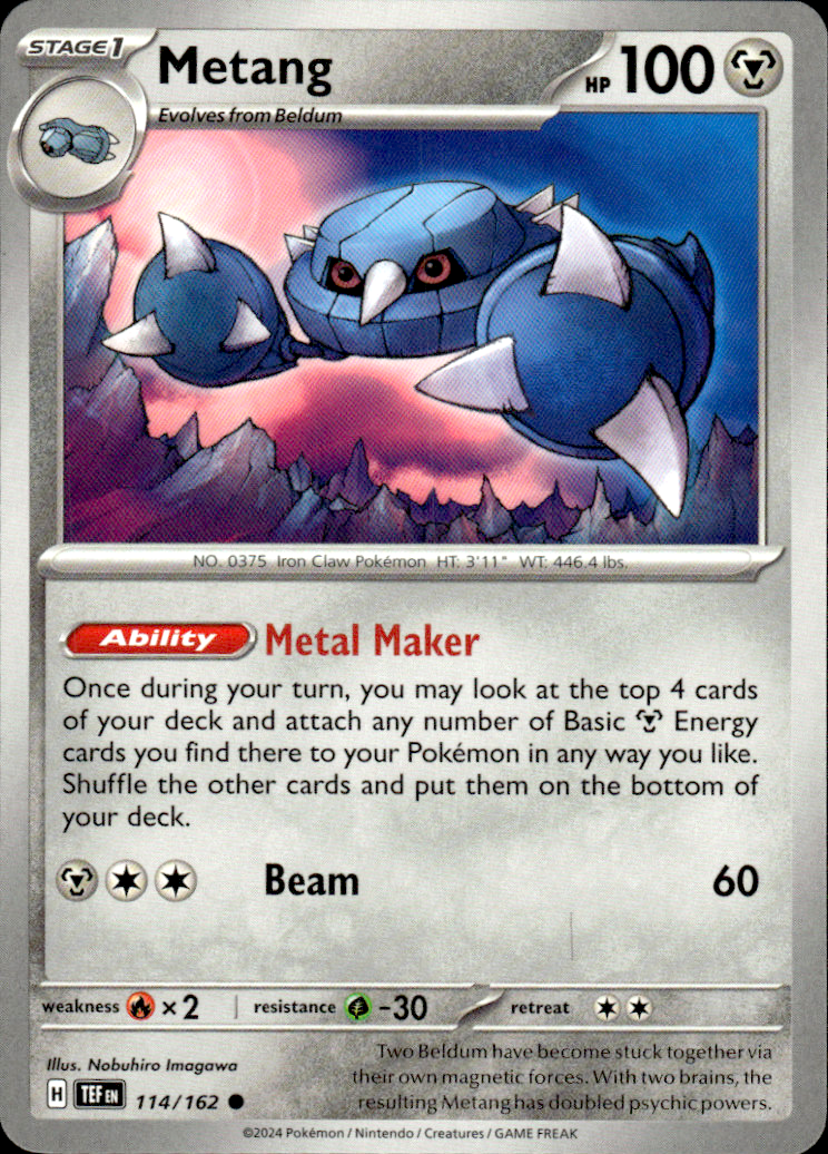 Metang Temporal Forces 114/162 Common Pokémon — English Near Mint