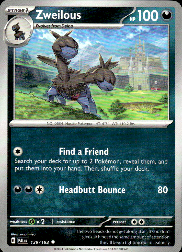Zweilous Paldea Evolved 139/193 Uncommon Pokémon — English Near Mint