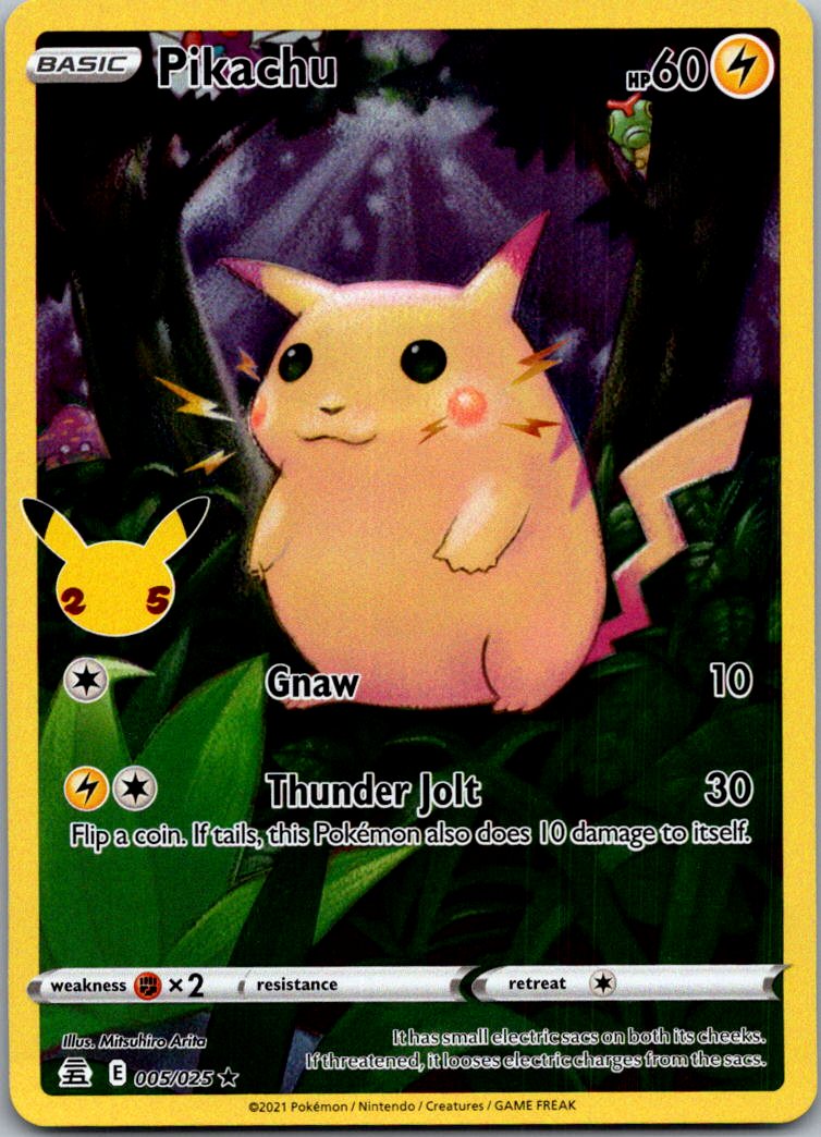Pikachu 005/025 Holo Rare Celebrations Pokemon Lightly Played