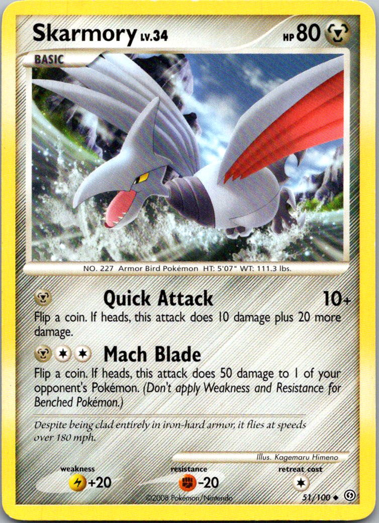 Skarmory 51/100 Uncommon Stormfront Pokemon Heavily Played
