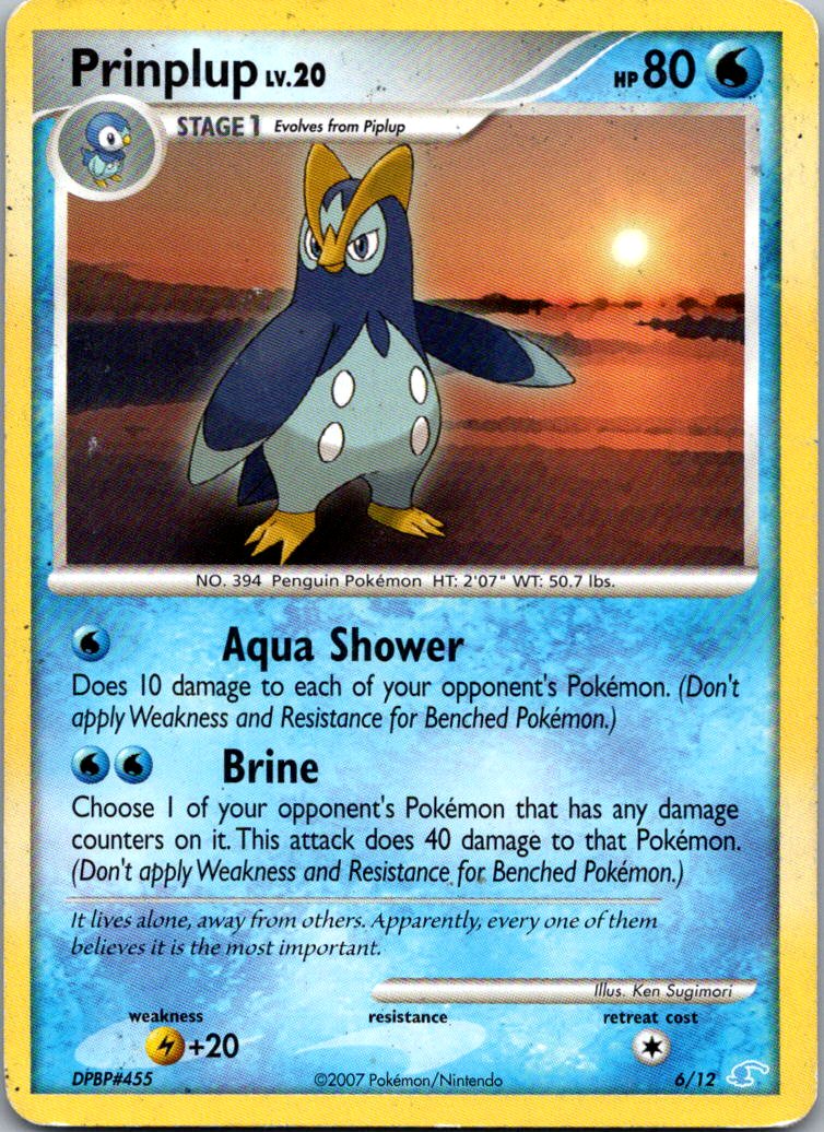 Prinplup 6/12 Common DP Trainer Kit: Manaphy & Lucario Pokemon Heavily Played
