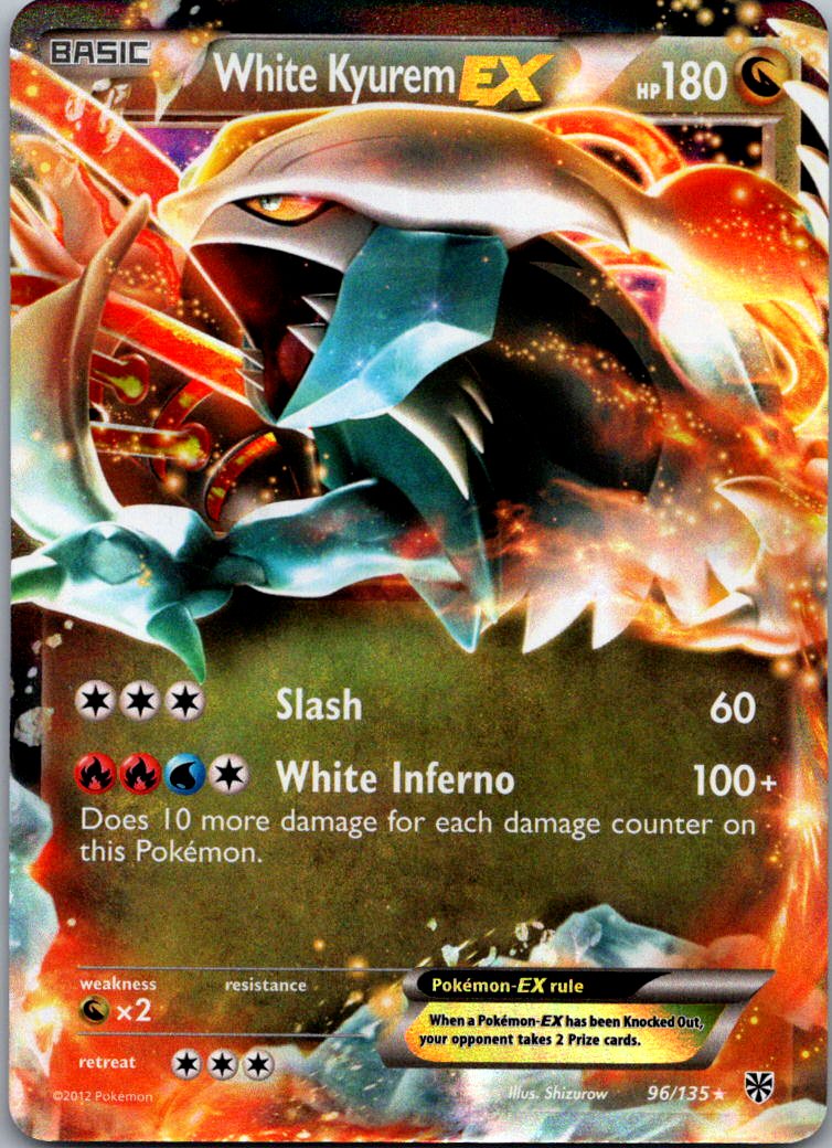 White Kyurem EX 96/135 Holo EX Rare Plasma Storm Pokemon Near Mint