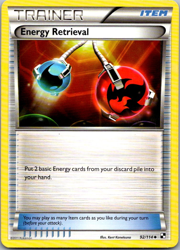 Energy Retrieval 92/114 Uncommon Black & White Pokemon Heavily Played