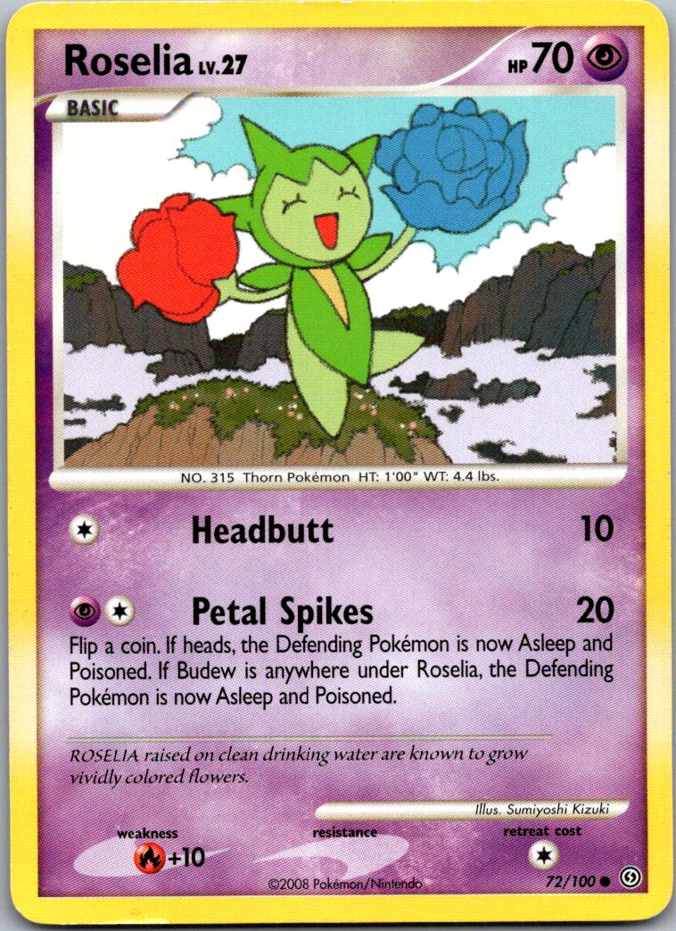 Roselia 72/100 Common Stormfront Pokemon Heavily Played