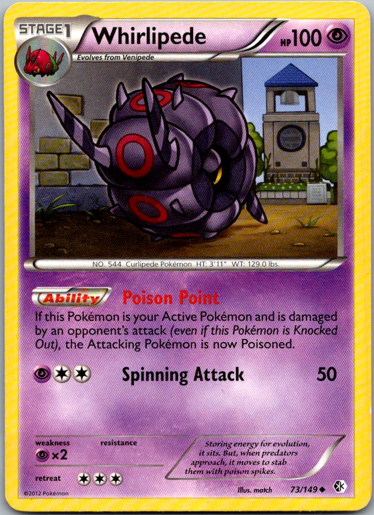 Whirlipede 73/149 Uncommon Boundaries Crossed Pokemon Lightly Played