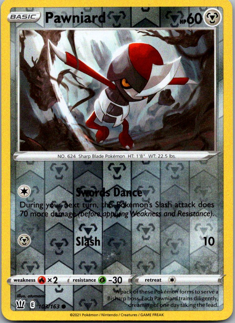 Pawniard 103/163 Common Battle Styles Pokemon Reverse Holo Near Mint