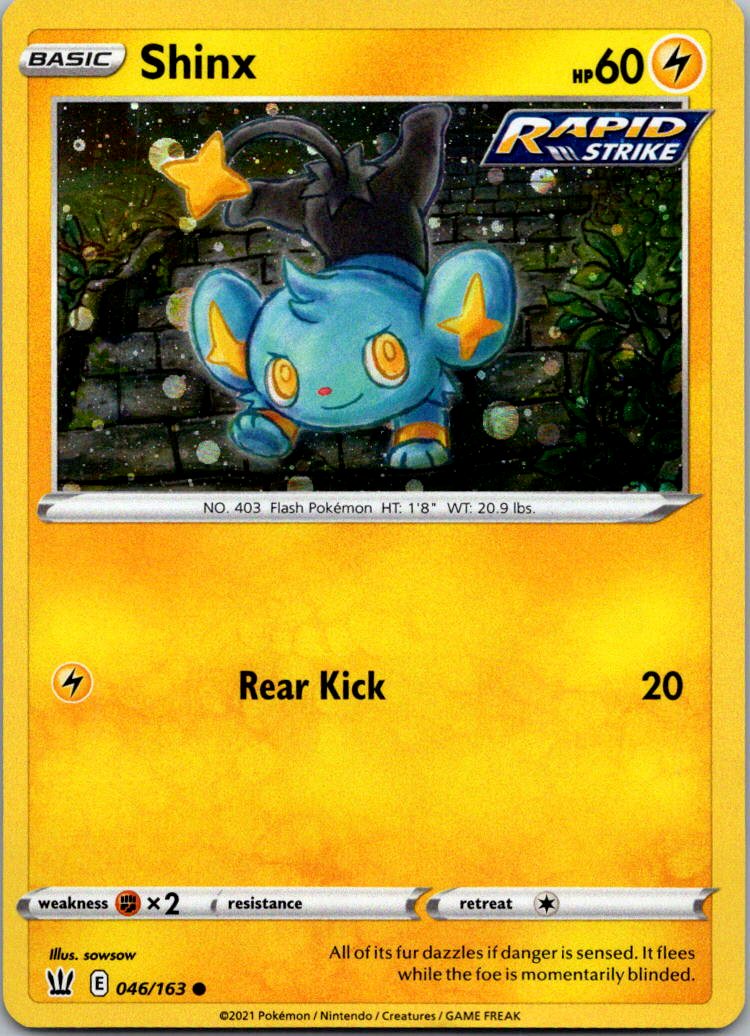 Shinx 046/163 Common Battle Styles Pokemon Reverse Holo Near Mint