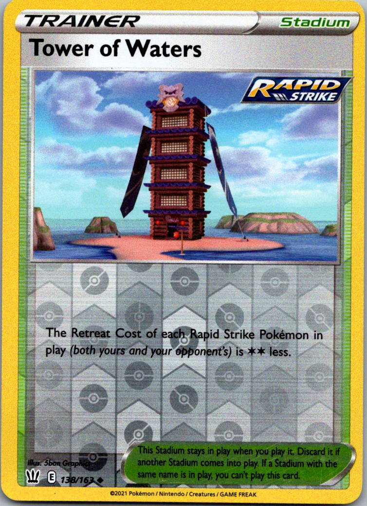 Tower of Waters 138/163 Uncommon Battle Styles Pokemon Reverse Holo Near Mint