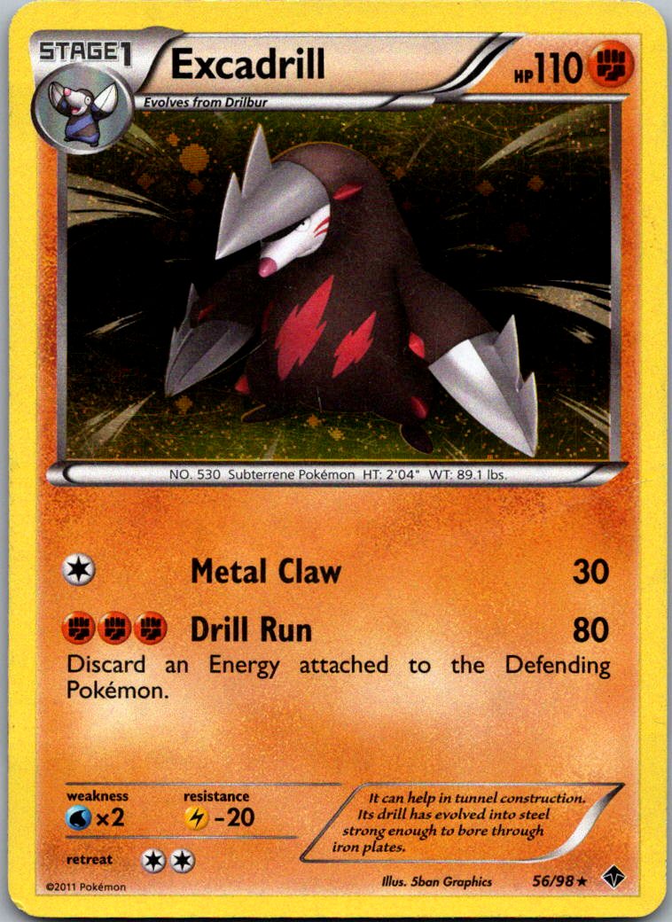 Excadrill 56/98 Holo Rare Emerging Powers Pokemon Holo Lightly Played