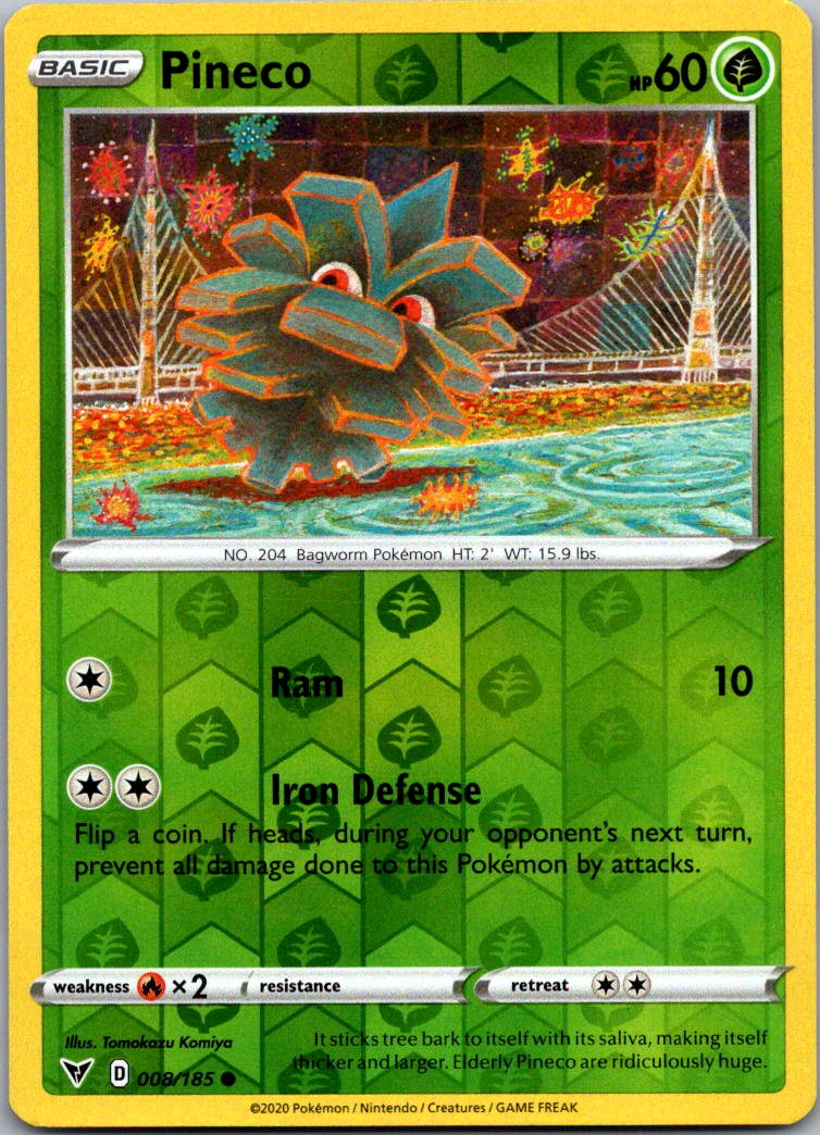Pineco 008/185 Common Vivid Voltage Pokemon Reverse Holo Near Mint