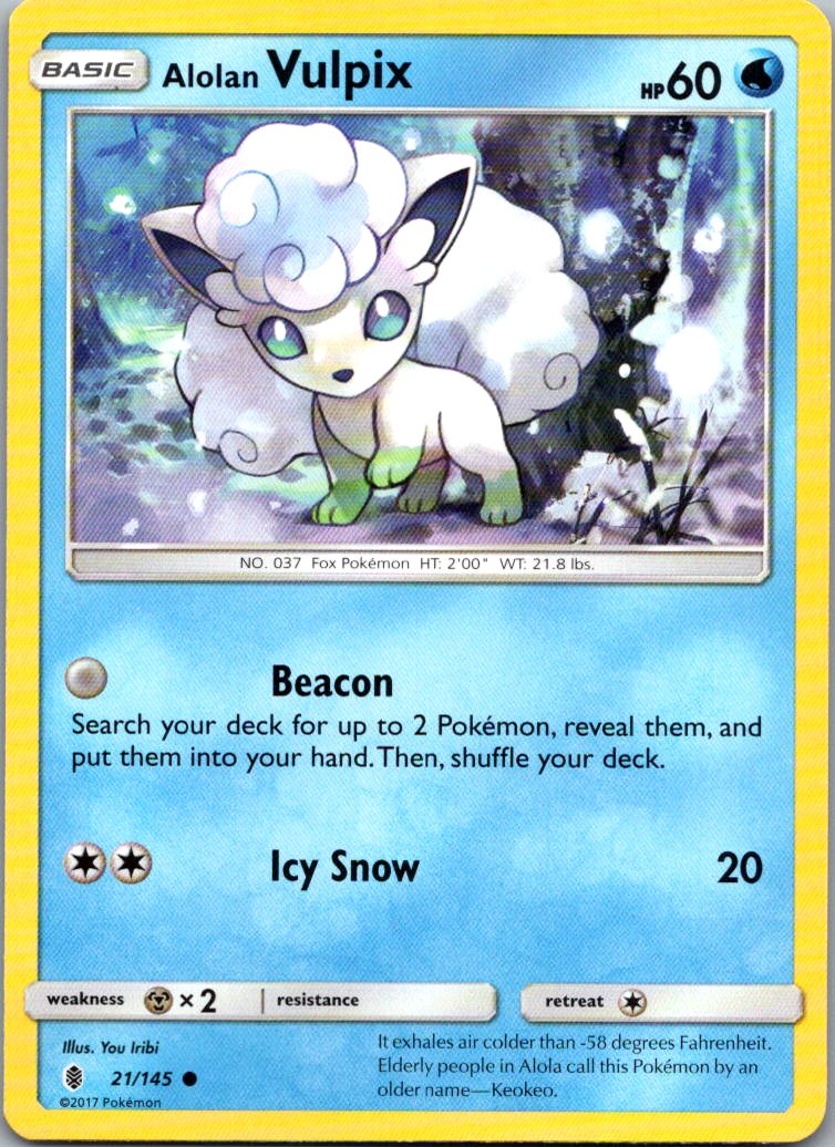 Alolan Vulpix 21/145 Common Guardians Rising Pokemon Lightly Played