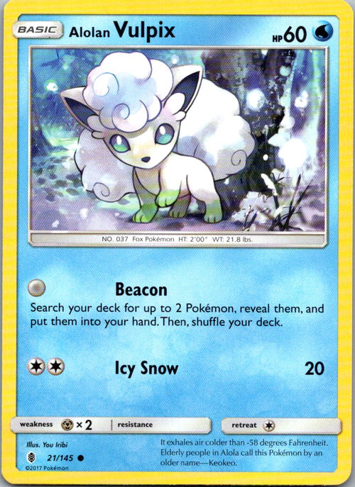 Alolan Vulpix 21/145 Common Guardians Rising Pokemon Lightly Played