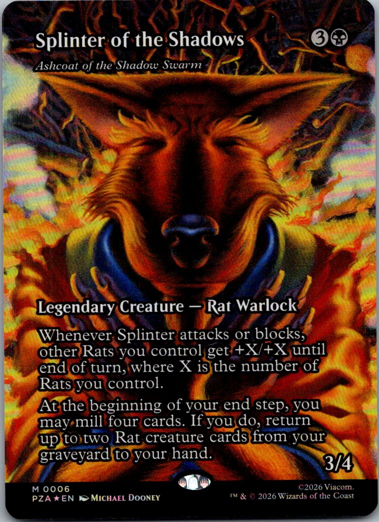 Splinter of the Shadows - Ashcoat of the Shadow Swarm Borderless 6 TMNT Foil NM
