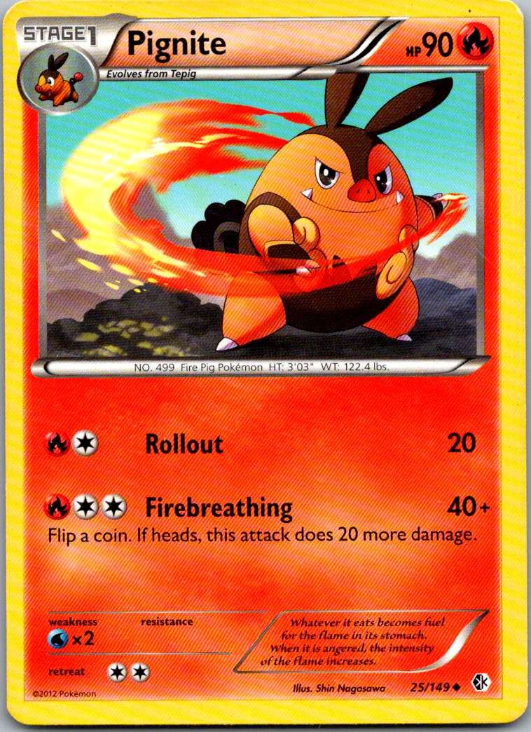 Pignite 25/149 Uncommon Boundaries Crossed Pokemon Lightly Played