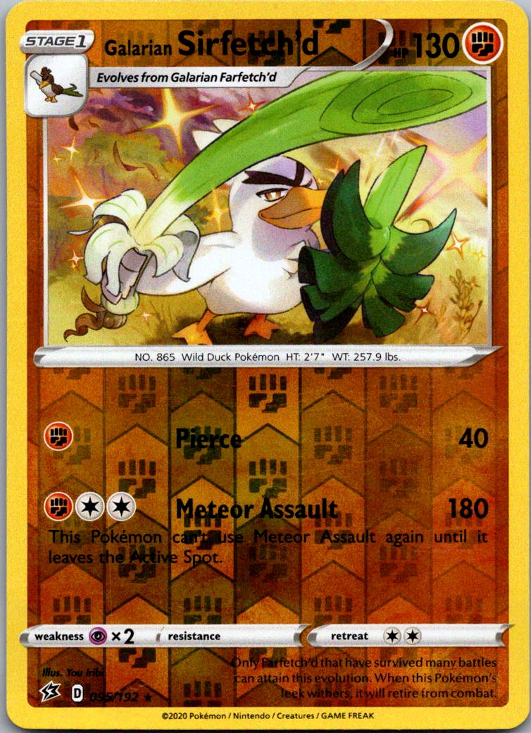 Galarian Sirfetch'd 095/192 Holo Rare Rebel Clash Pokemon Reverse Holo Near Mint
