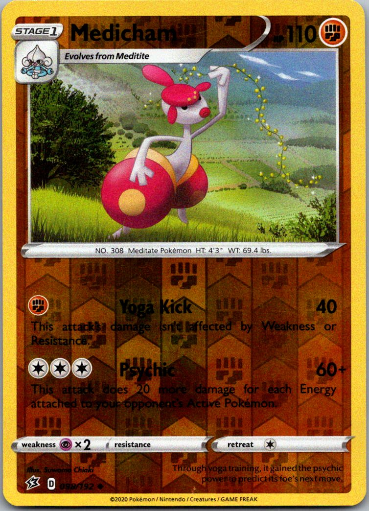 Medicham 098/192 Uncommon Rebel Clash Pokemon Reverse Holo Near Mint
