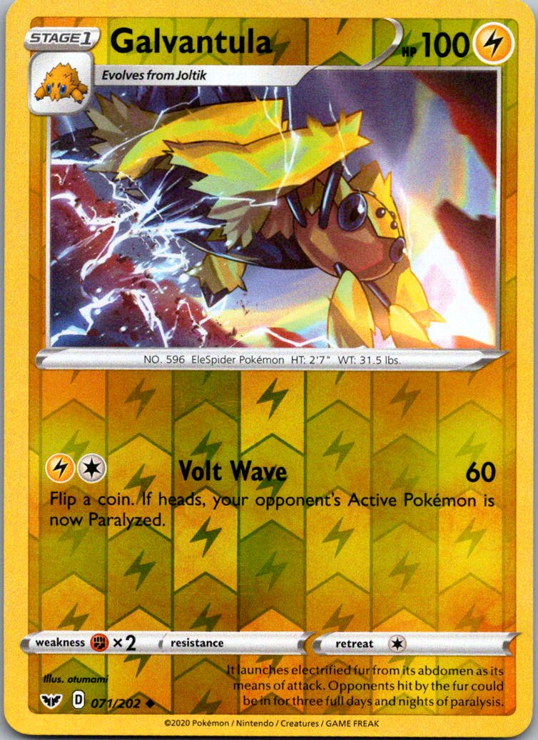 Galvantula 071/202 Uncommon Sword & Shield Pokemon Reverse Holo Near Mint