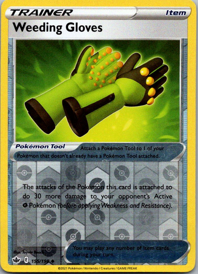 Weeding Gloves 155/198 Uncommon Chilling Reign Pokemon Reverse Holo Near Mint