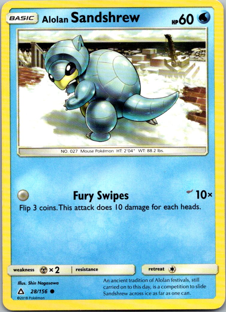 Alolan Sandshrew 28/156 Common Ultra Prism Pokemon Lightly Played