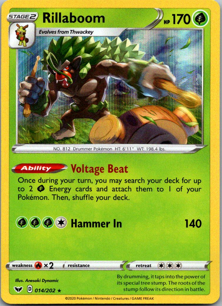 Rillaboom 014/202 Holo Rare Sword & Shield Pokemon Holo Near Mint