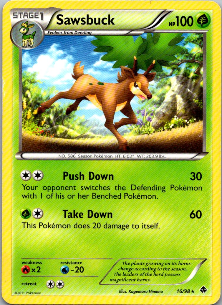 Sawsbuck 16/98 Rare Emerging Powers Pokemon Lightly Played