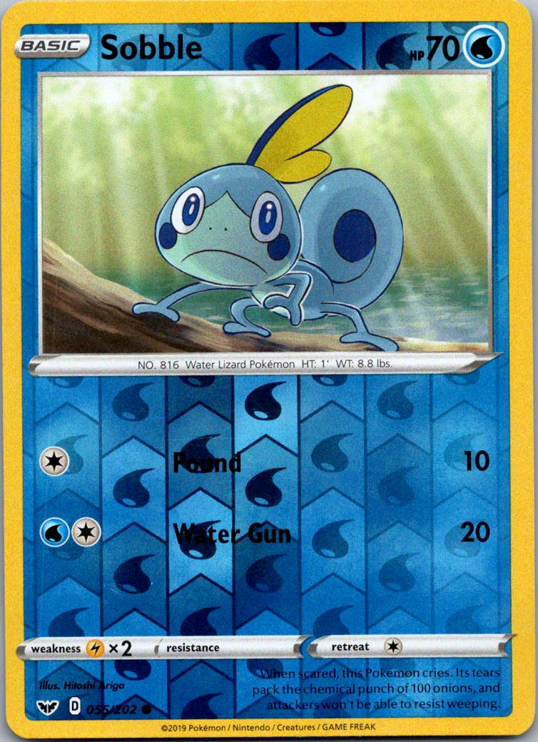 Sobble 055/202 Common Sword & Shield Pokemon Reverse Holo Near Mint