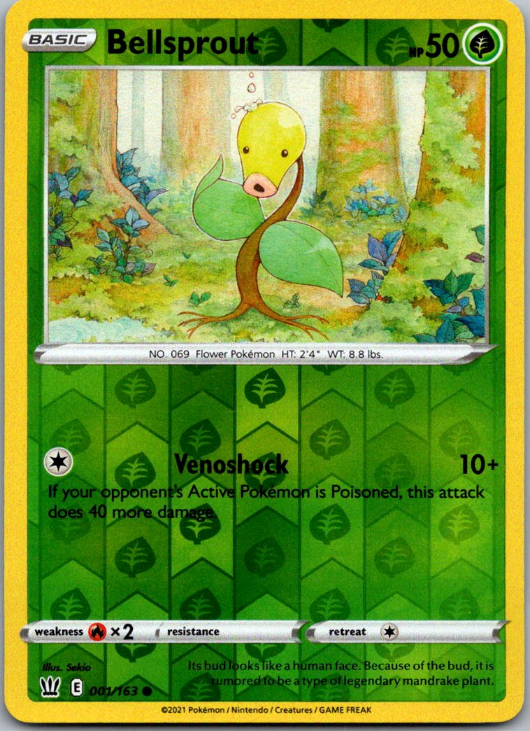Bellsprout 001/163 Common Battle Styles Pokemon Reverse Holo Near Mint