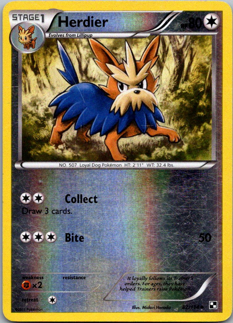 Herdier 82/114 Uncommon Black & White Pokemon Lightly Played